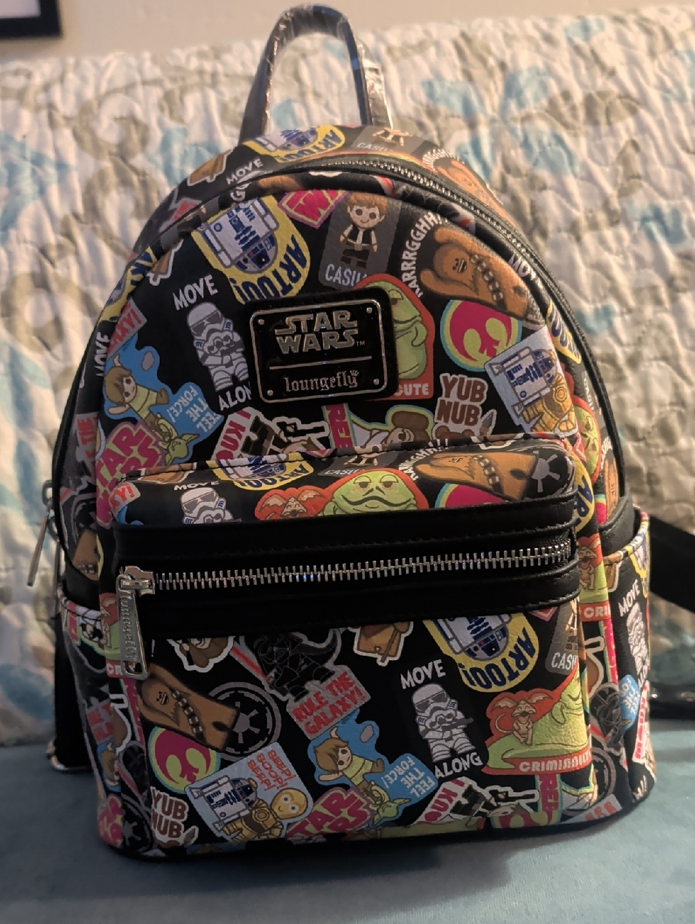 Loungefly Star Wars Sticker Mini Backpack - Black with Multicolor Accents